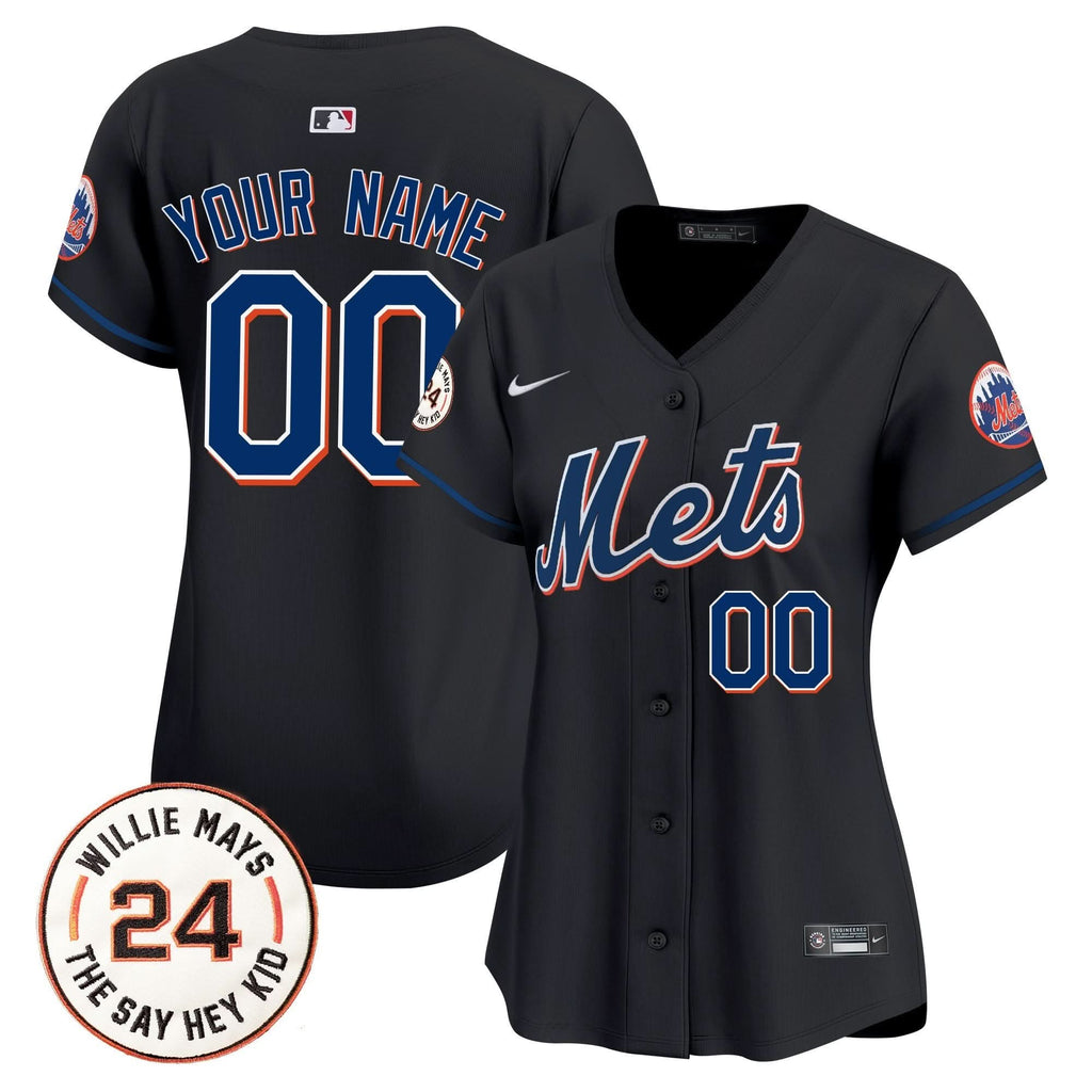 NYM Willie Mays Patch Vapor Premier Limited Custom Jersey - Stitched