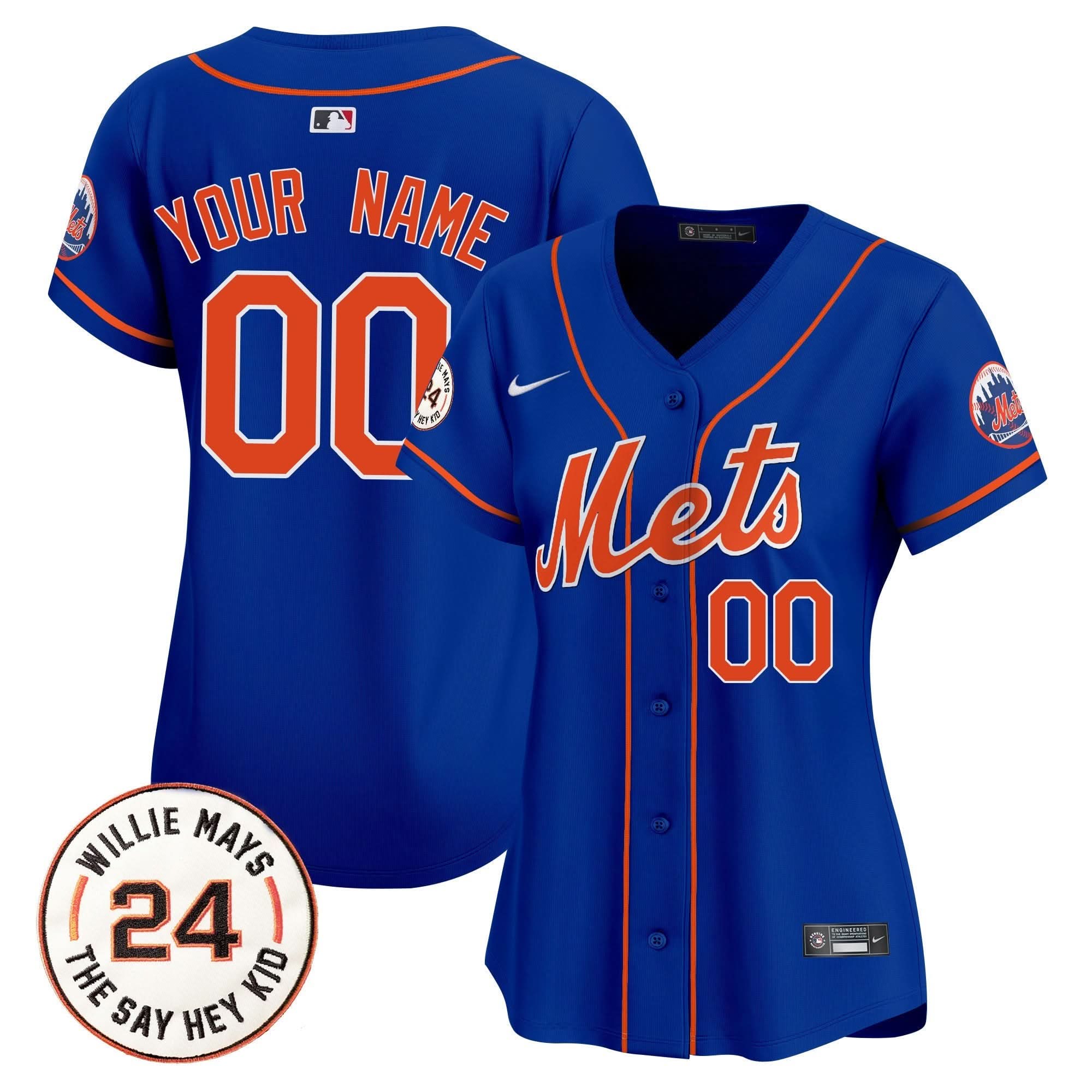 NYM Willie Mays Patch Vapor Premier Limited Custom Jersey - Stitched