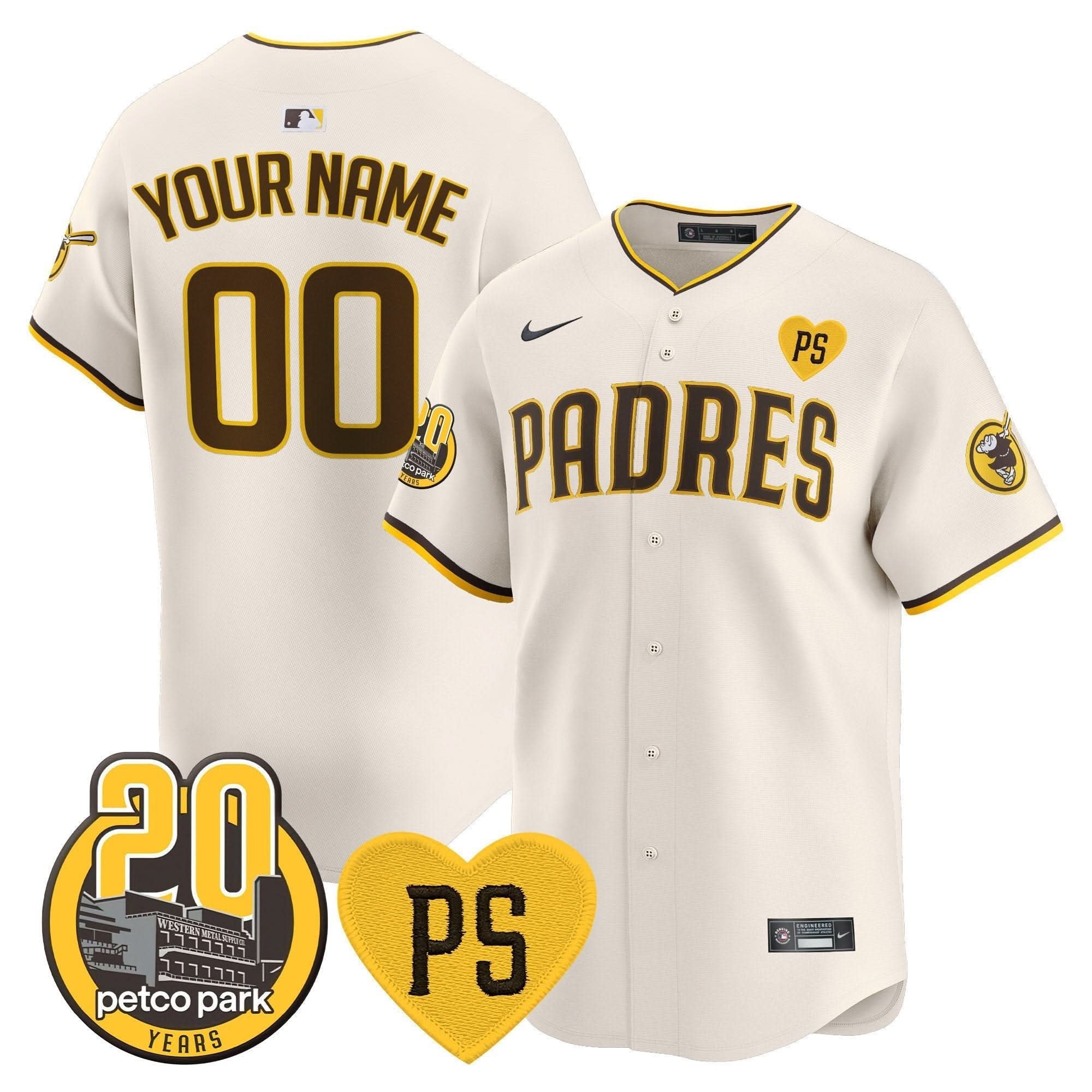 SDP “For Peter” & Petco Park 20th Patch Vapor Premier Limited Custom Jersey V2 – Stitched