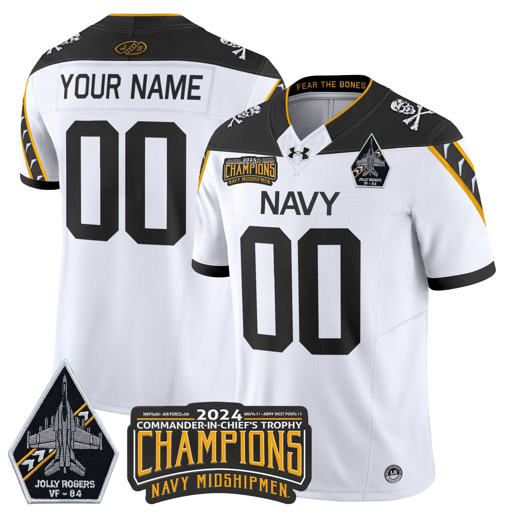 NM 2024 Jolly Rogers VF-84 & Commander-In-Chief's Trophy Champions Patch Vapor Limited Custom Jersey