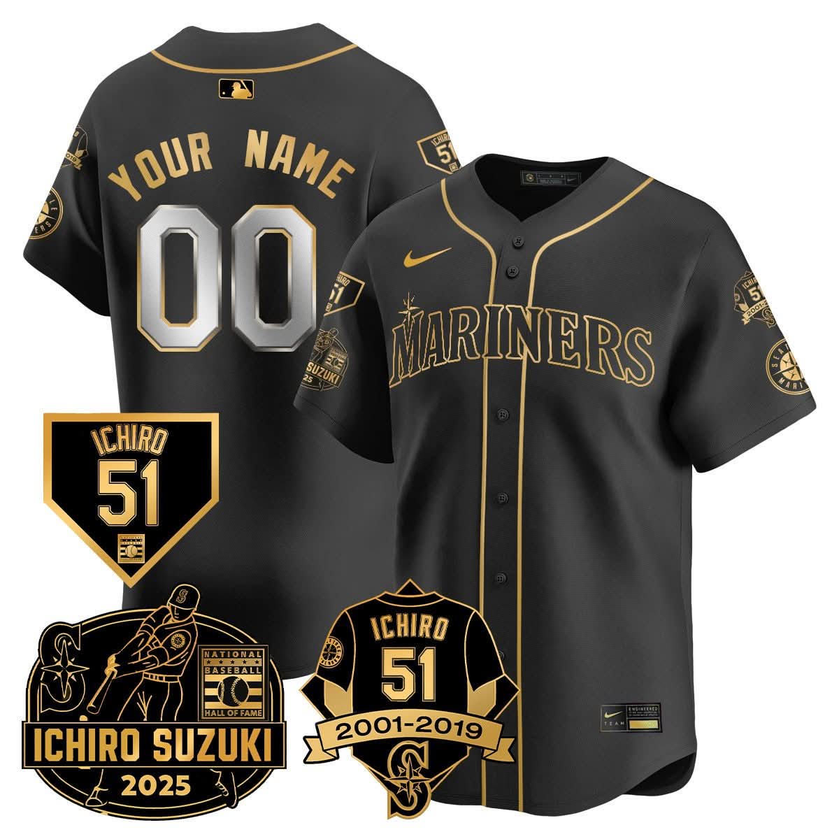 SM Ichiro Number Retirement Custom Jersey - Stitched