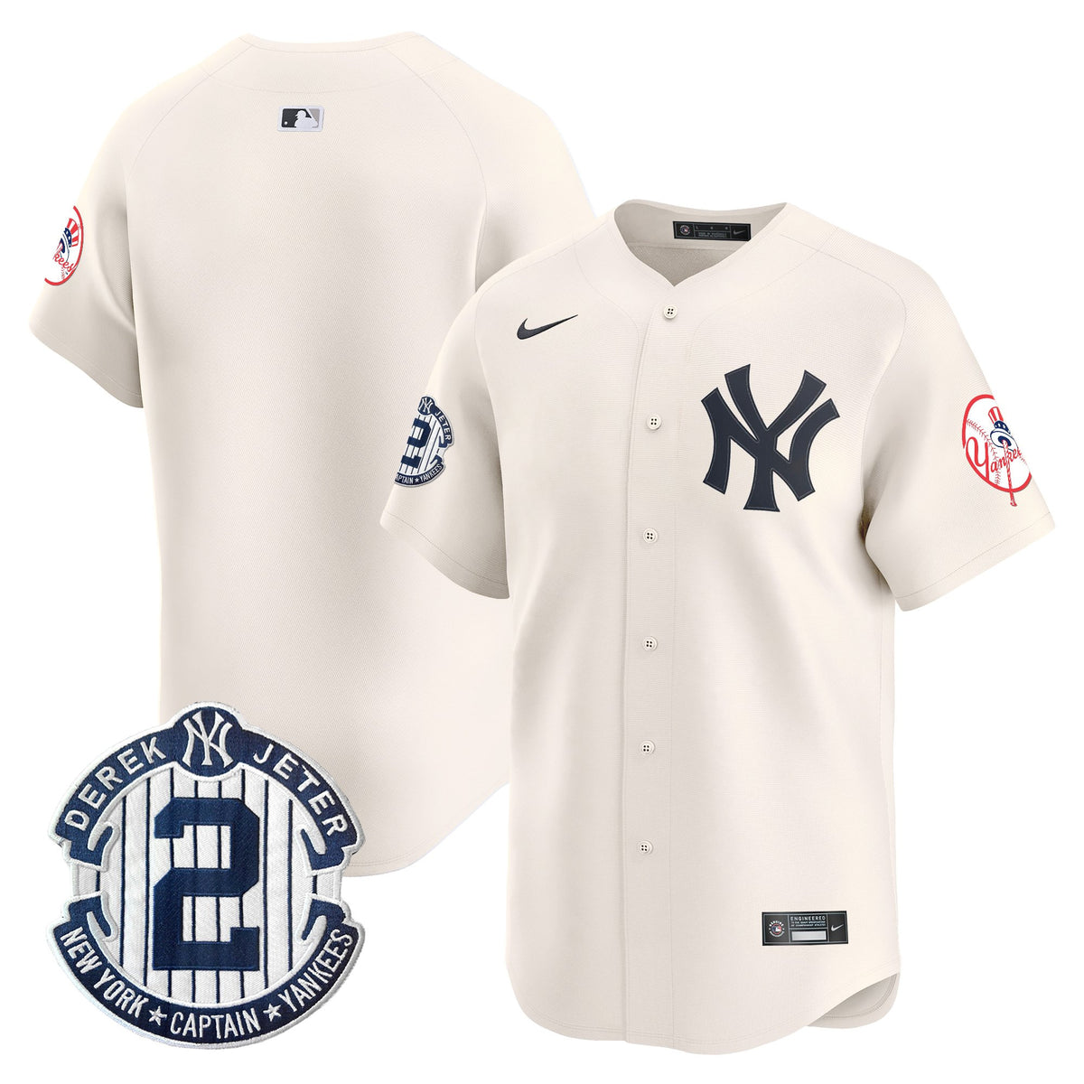 Men's New York Yankees Throwback Vapor Premier Limited Jersey - Derek Jeter Patch - All Stitched