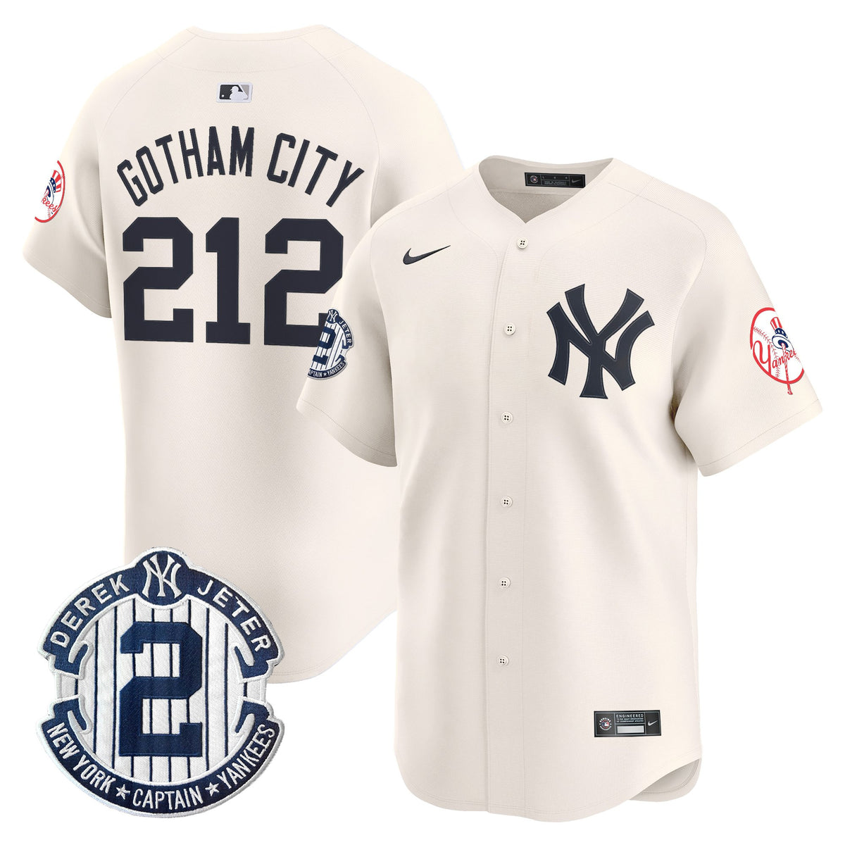 Men's New York Yankees Throwback Vapor Premier Limited Jersey - Derek Jeter Patch - All Stitched