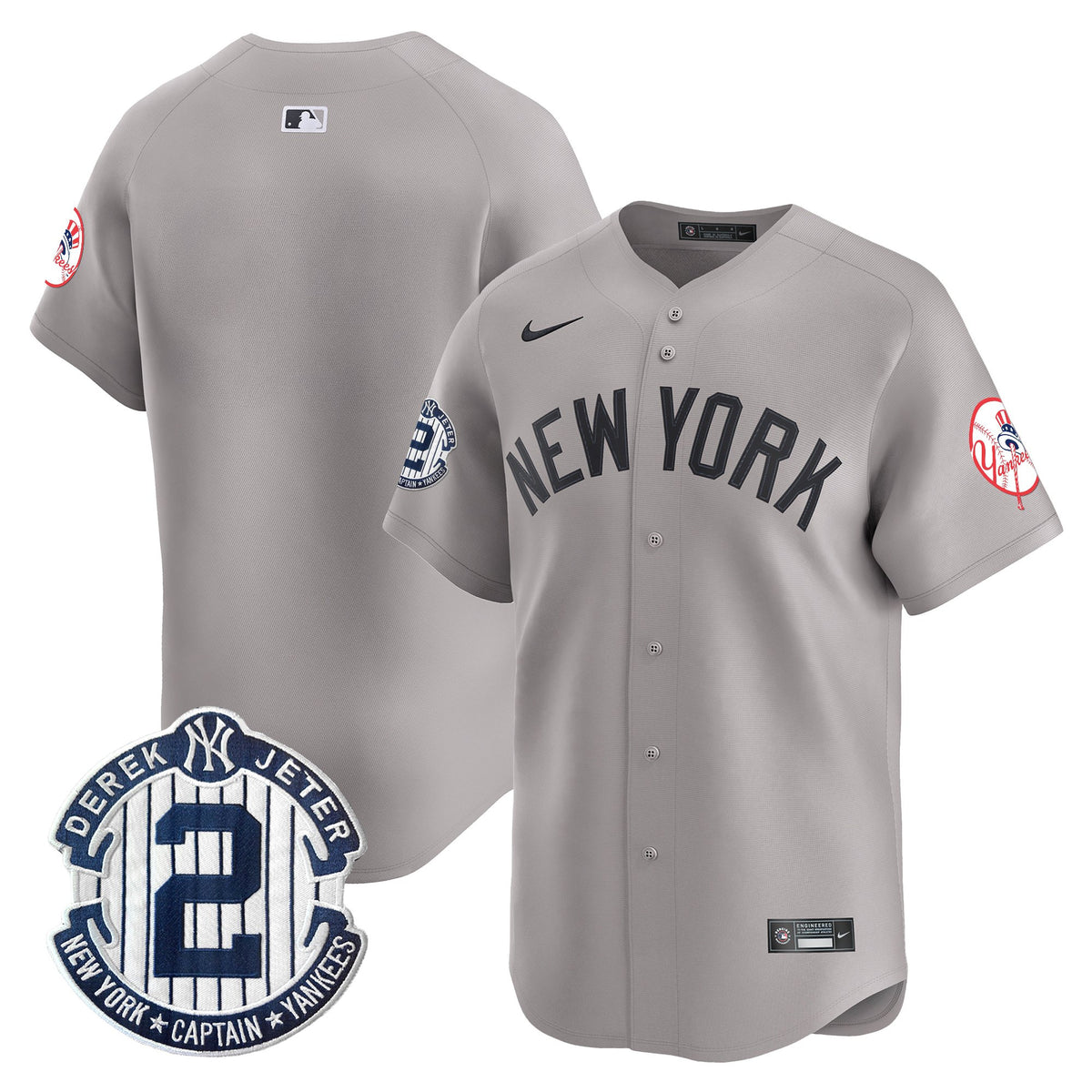 Men's New York Yankees Throwback Vapor Premier Limited Jersey - Derek Jeter Patch - All Stitched