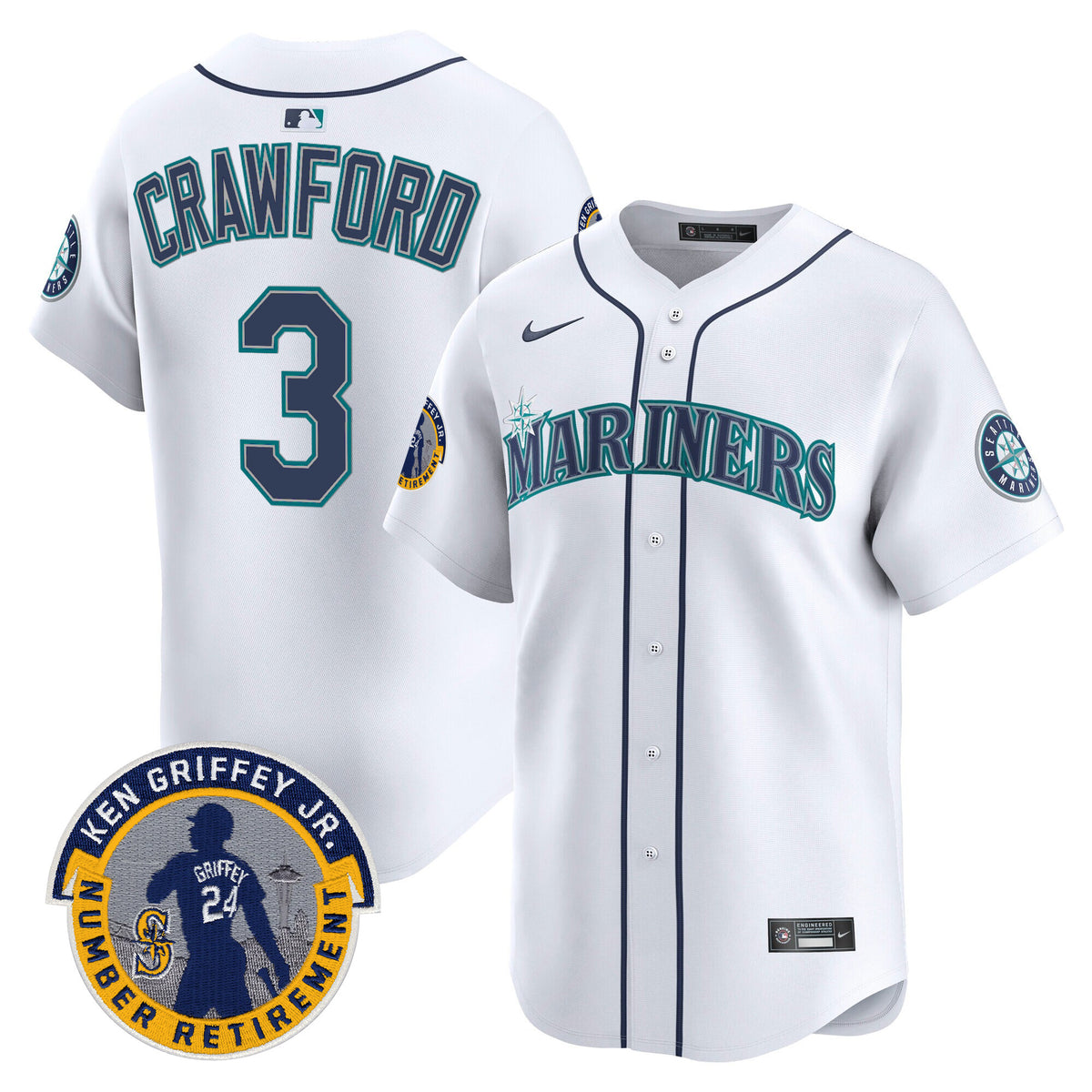 Men's Seattle Mariners 2025 Ken Griffey Jr. Patch Vapor Premier Limited Jersey - All Stitched