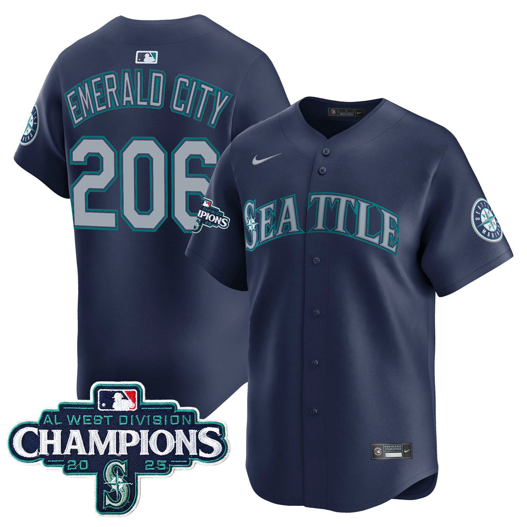 Men's Seattle Mariners 2025 AL West Division Champions Vapor Premier Jersey - All Stitched