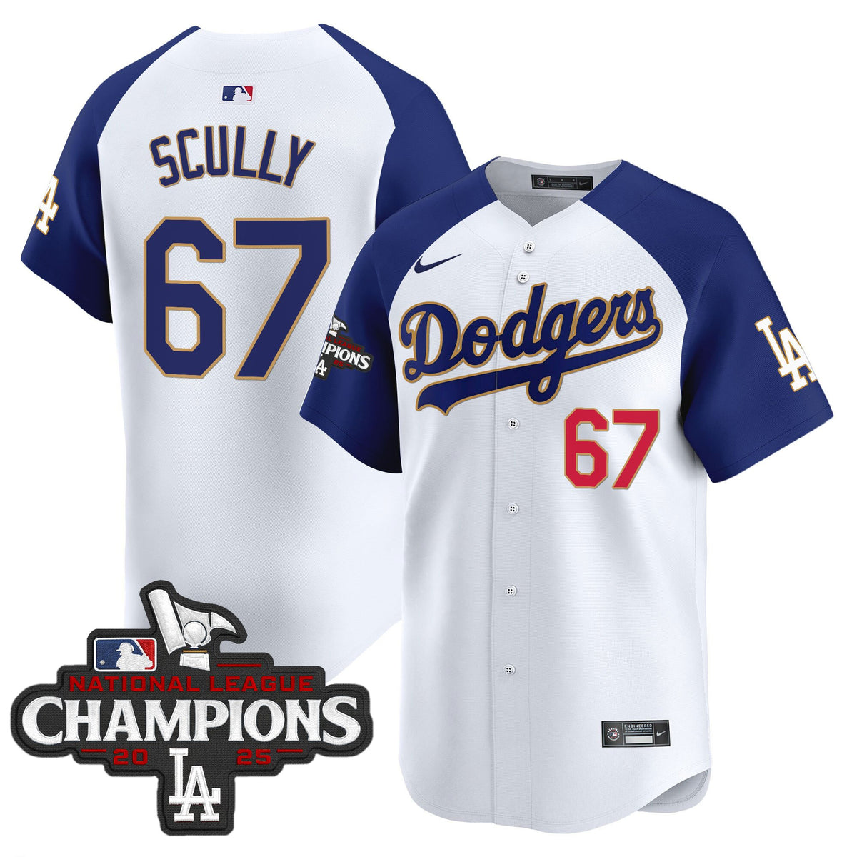 Men's Dodgers 2025 National League Champions Vapor Premier Limited Jersey - All Stitched