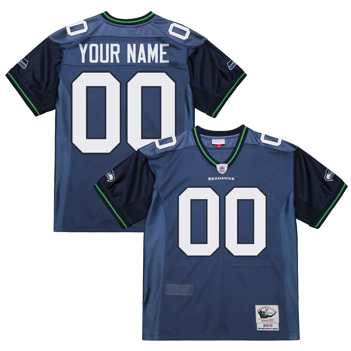 Seattle Seahawks 2010 Throwback Custom Jersey - All Stitched