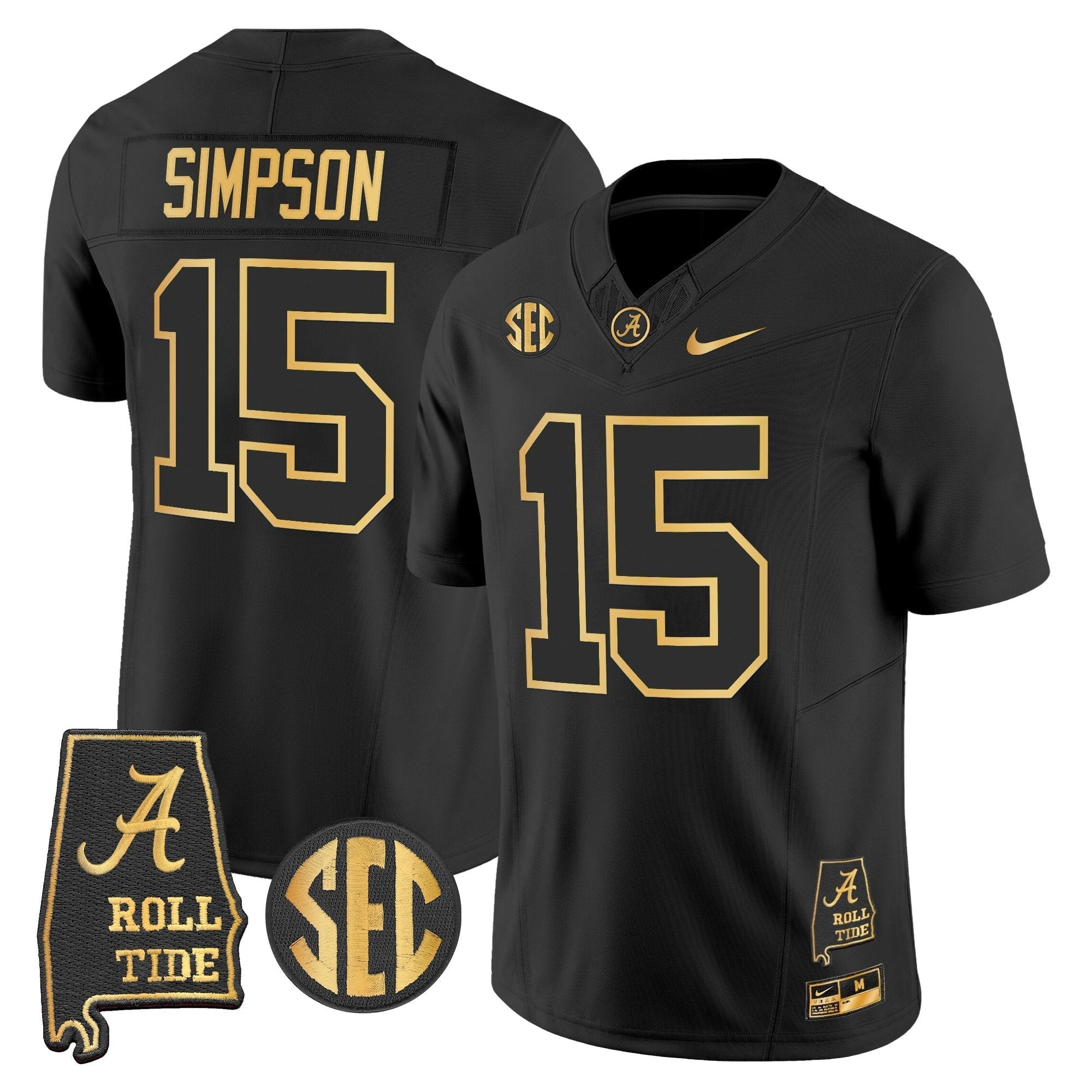 BAMA 2025 Gold Vapor Limited Jersey - Alabama Map