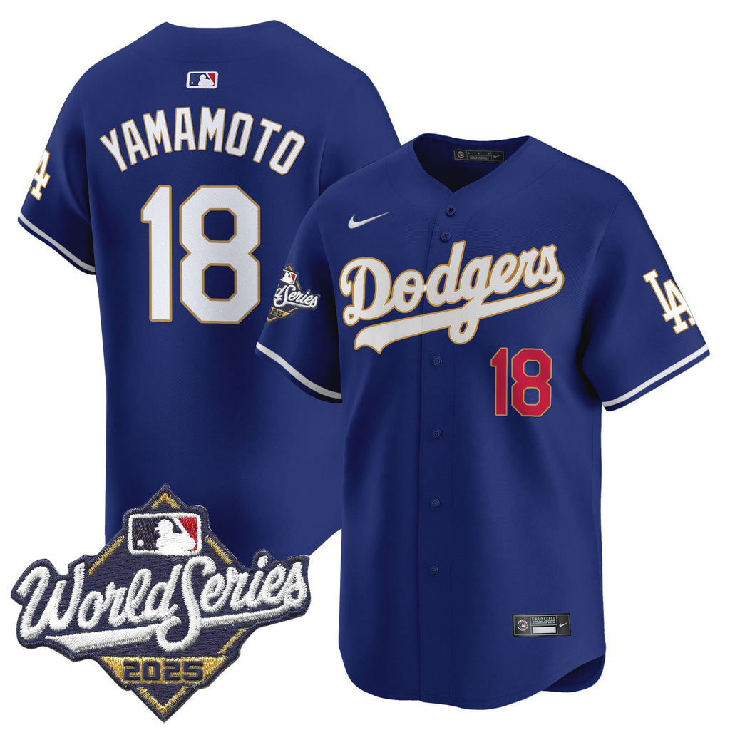 Men's Dodgers 2025 World Series Gold Trim Vapor Premier Limited Jersey - All Stitched