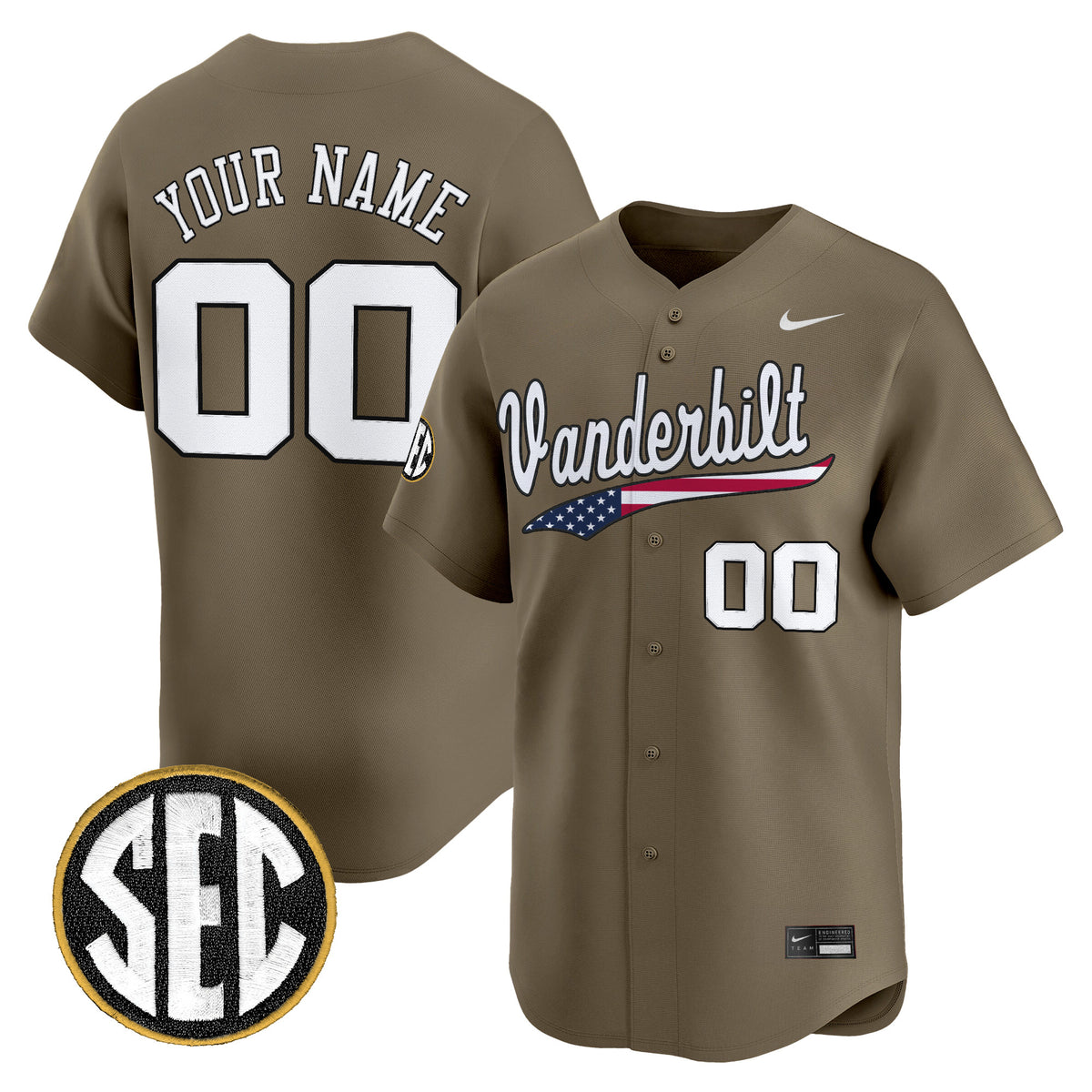 Vanderbilt Commodores 2025 Vapor Baseball Custom Jersey - All Stitched