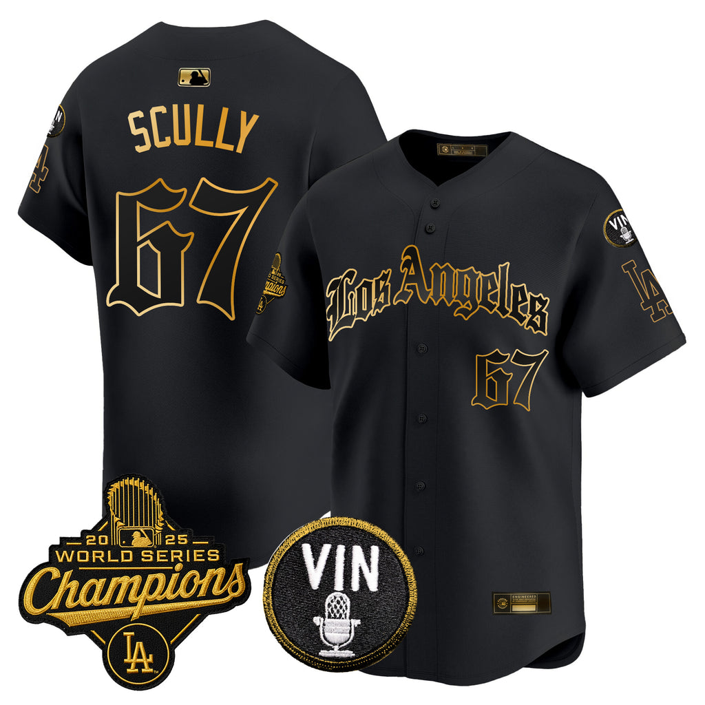 Men's Dodgers 2025 World Series Champions Vapor Premier Limited Jersey - LA Gothic Edition - All Stitched