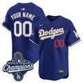 Dodgers 2025 World Series Champions Patch Gold Trim Vapor Premier Limited Custom Jersey - All Stitched