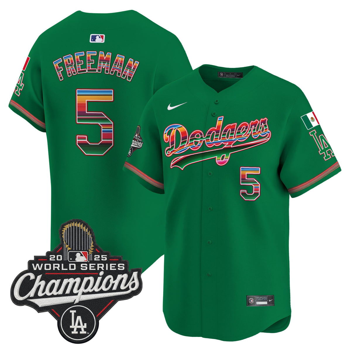 Men's Dodgers Mexico 2025 World Series Champions Vapor Premier Limited Jersey - All Stitched