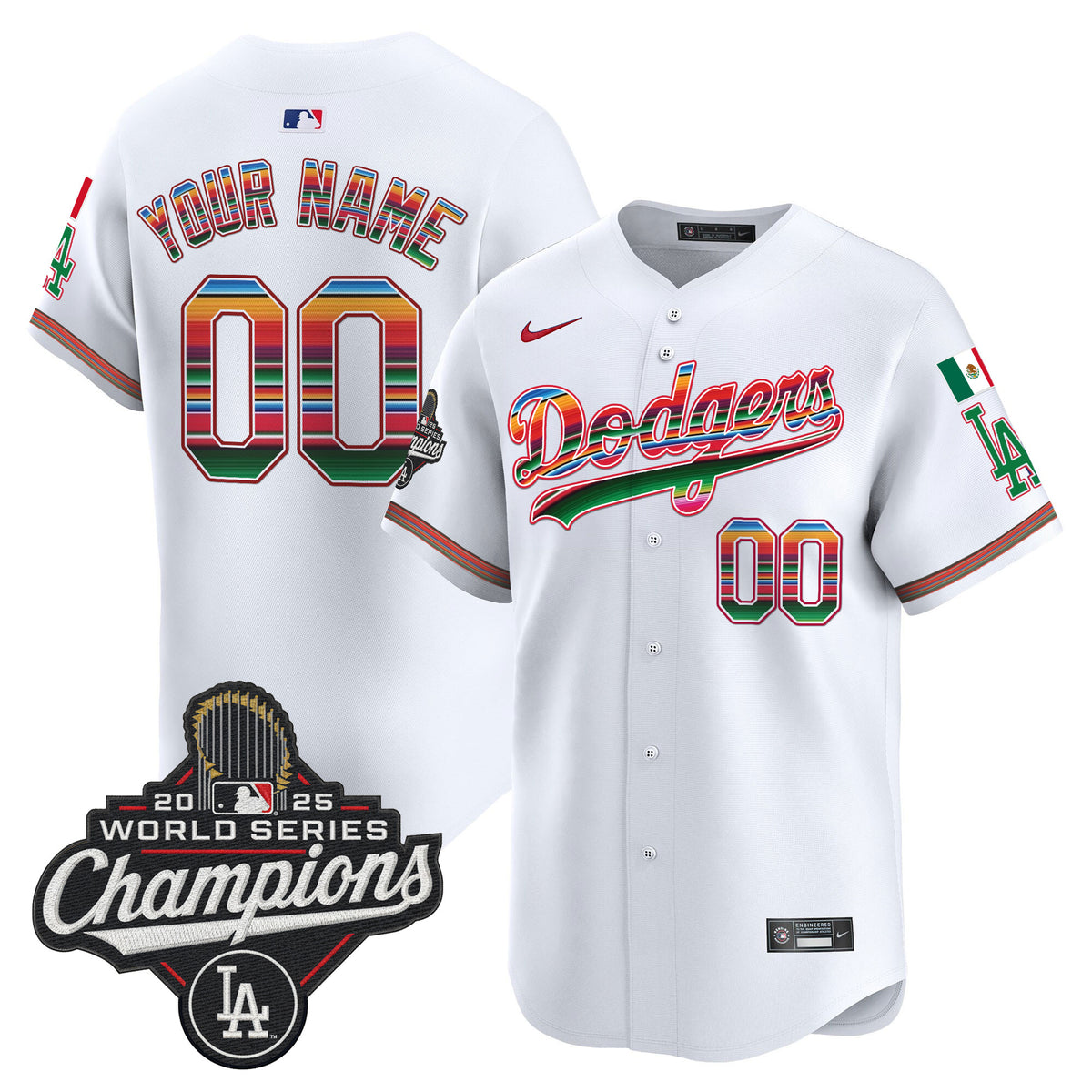 Dodgers Mexico 2025 World Series Champions Vapor Premier Limited Custom Jersey - All Stitched