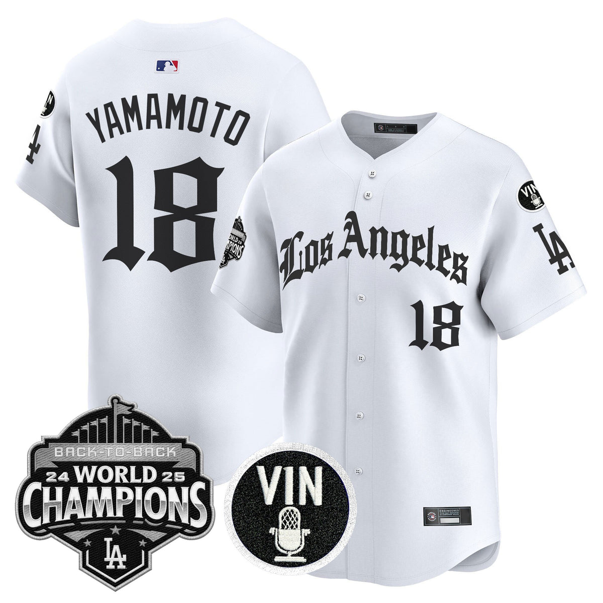 Men's Dodgers 2025 Back-To-Back Champions Vapor Premier Limited Jersey - LA Gothic Edition - All Stitched