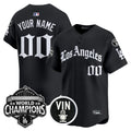 Dodgers 2025 Back-To-Back Champions Vapor Premier Limited Custom Jersey - LA Gothic Edition - All Stitched
