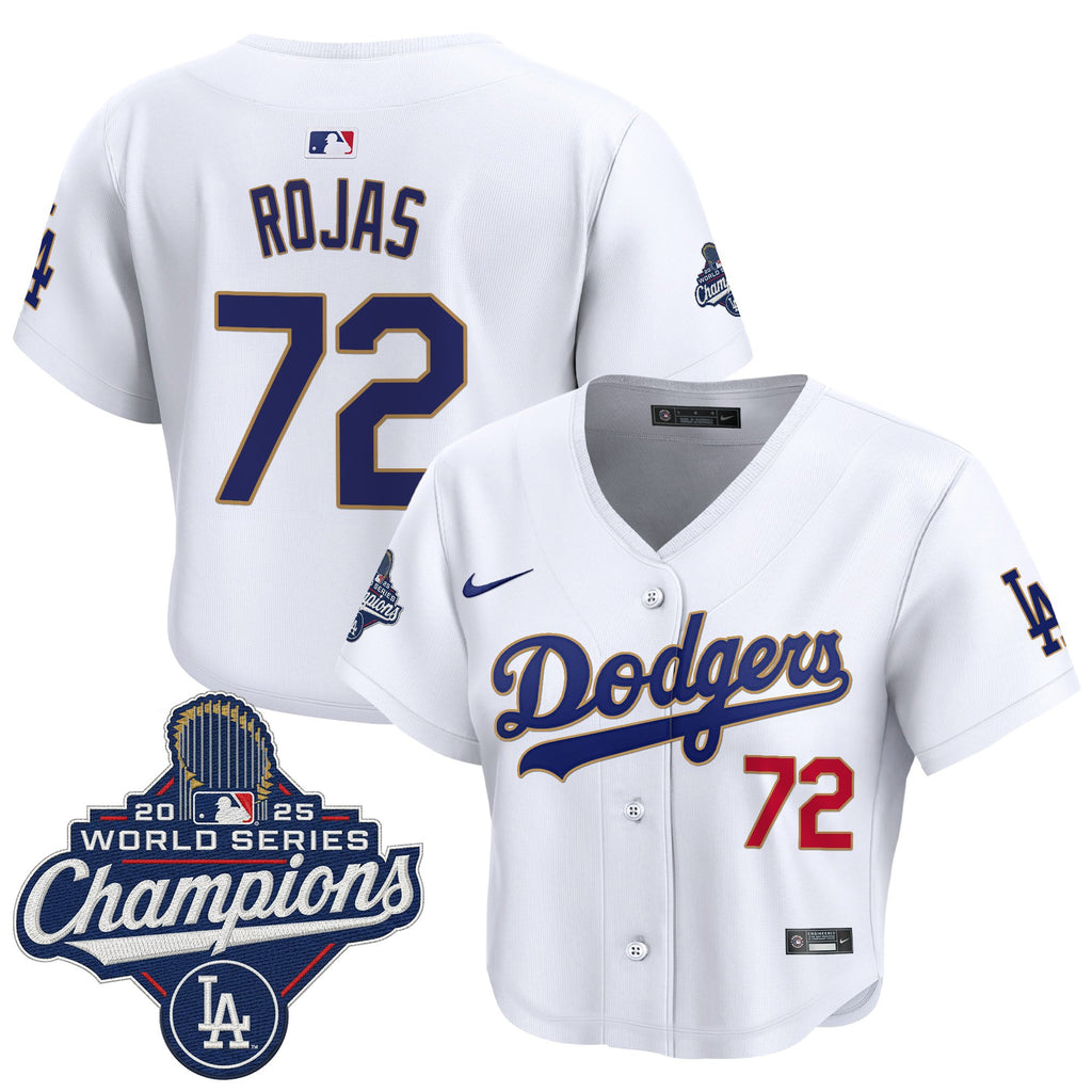 Women's Dodgers 2025 World Series Champions Patch Gold Trim Crop Top Baseball Jersey - All Stitched