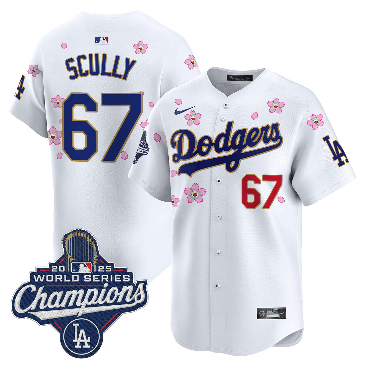 Men's Dodgers 2025 World Series Champions x Tokyo Series Gold Trim Vapor Premier Limited Jersey - Stitched
