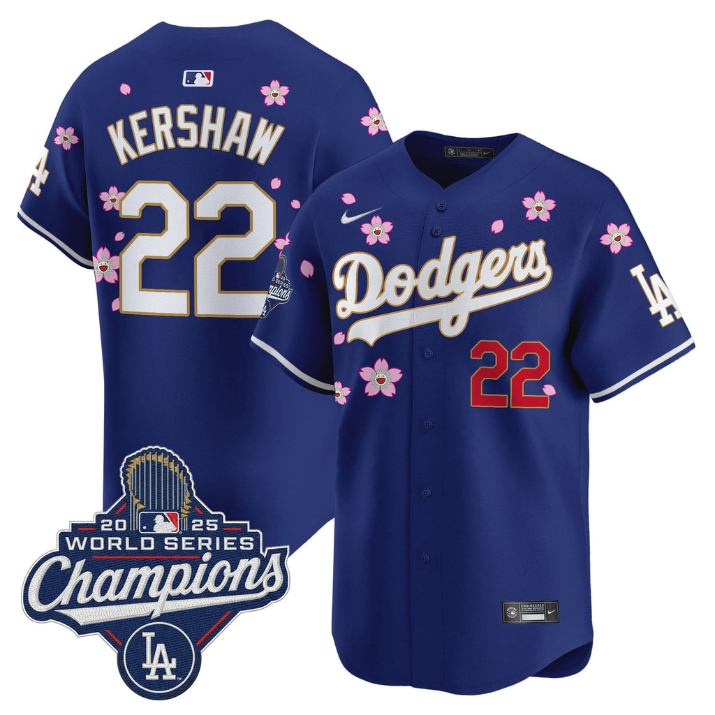 Men's Dodgers 2025 World Series Champions x Tokyo Series Gold Trim Vapor Premier Limited Jersey - Stitched