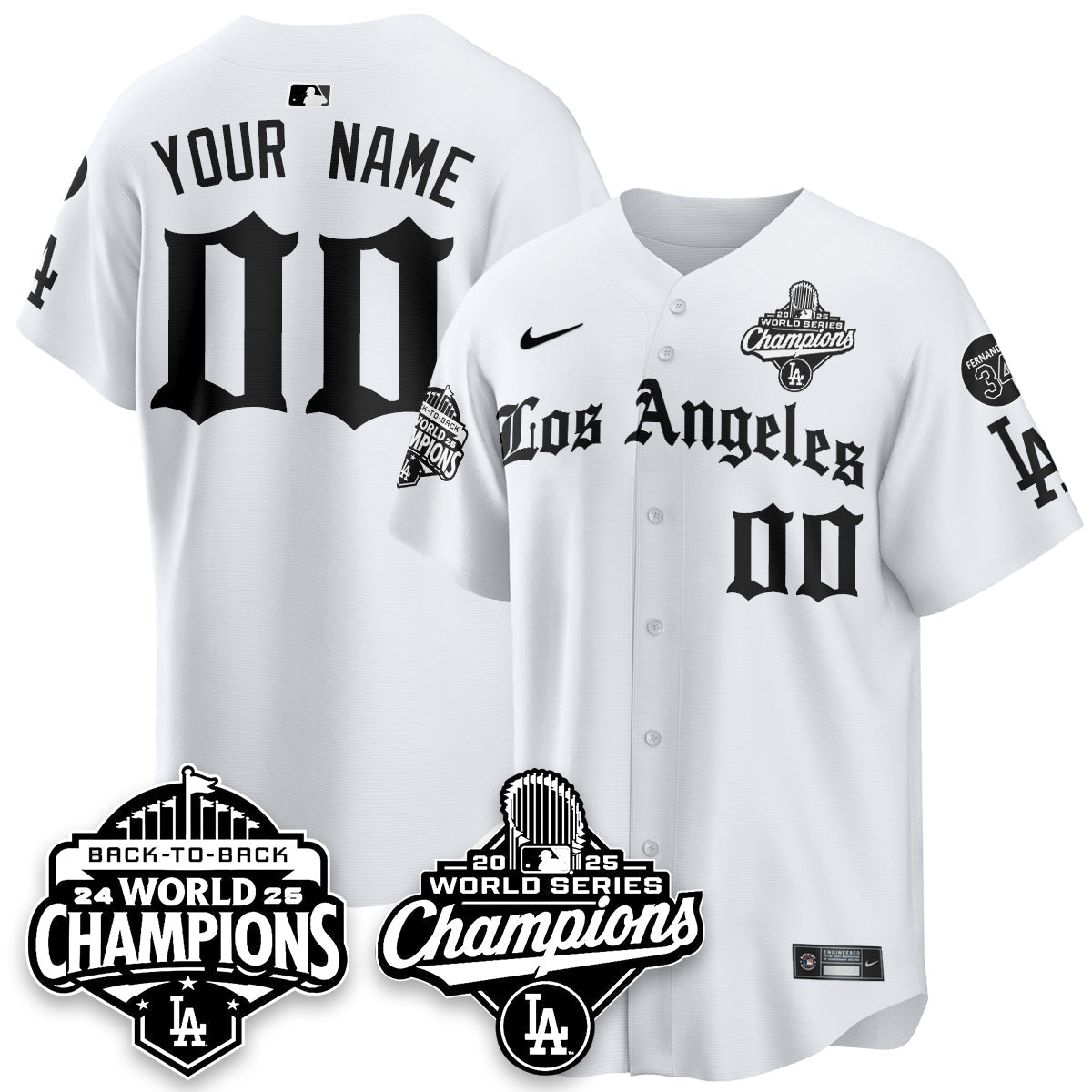 LAD 2025 World Series Champions Vapor Premier Limited Jersey - LA Gothic Edition - Stitched