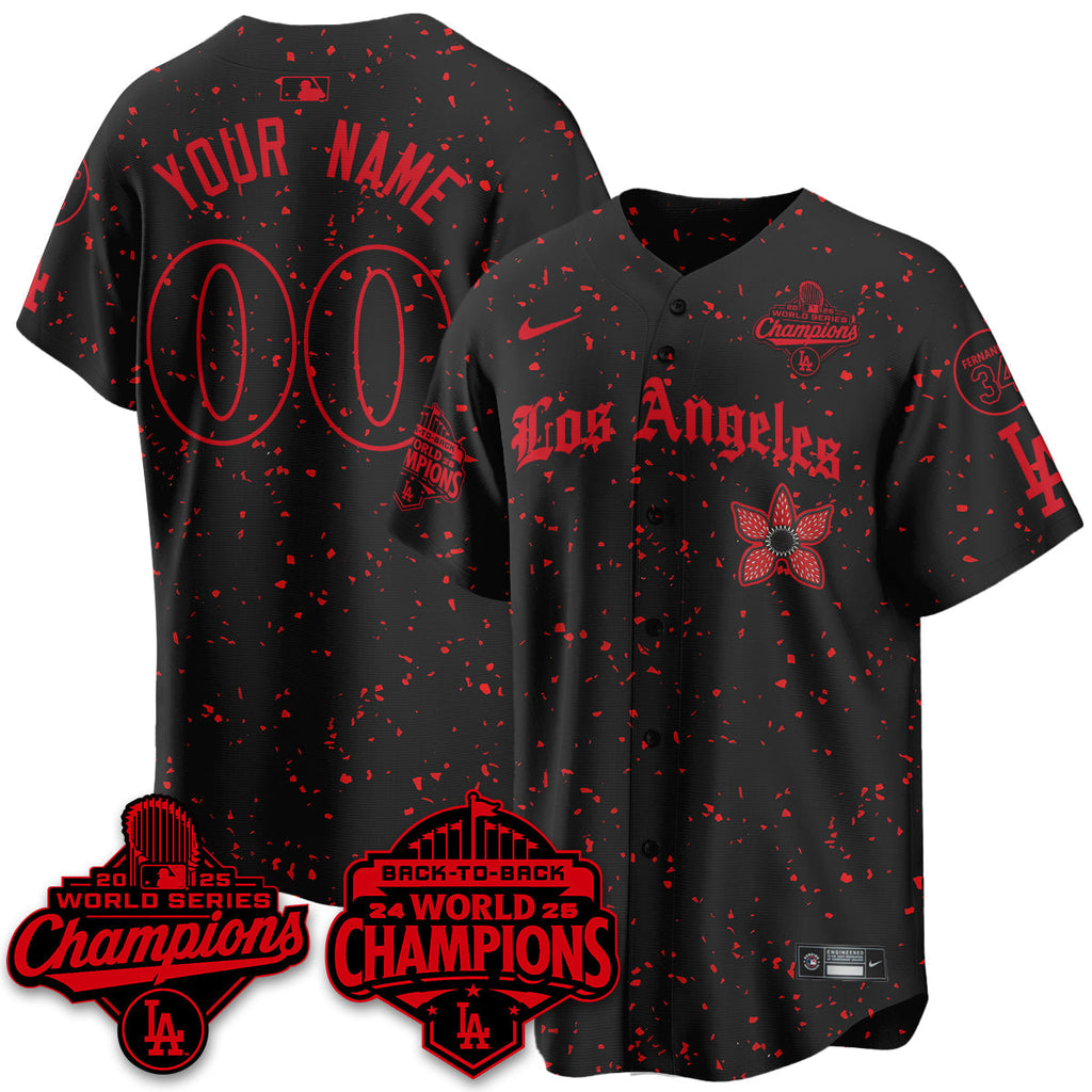 LAD 2025 World Series Champions x Stranger Things Vapor Premier Jersey - Stitched