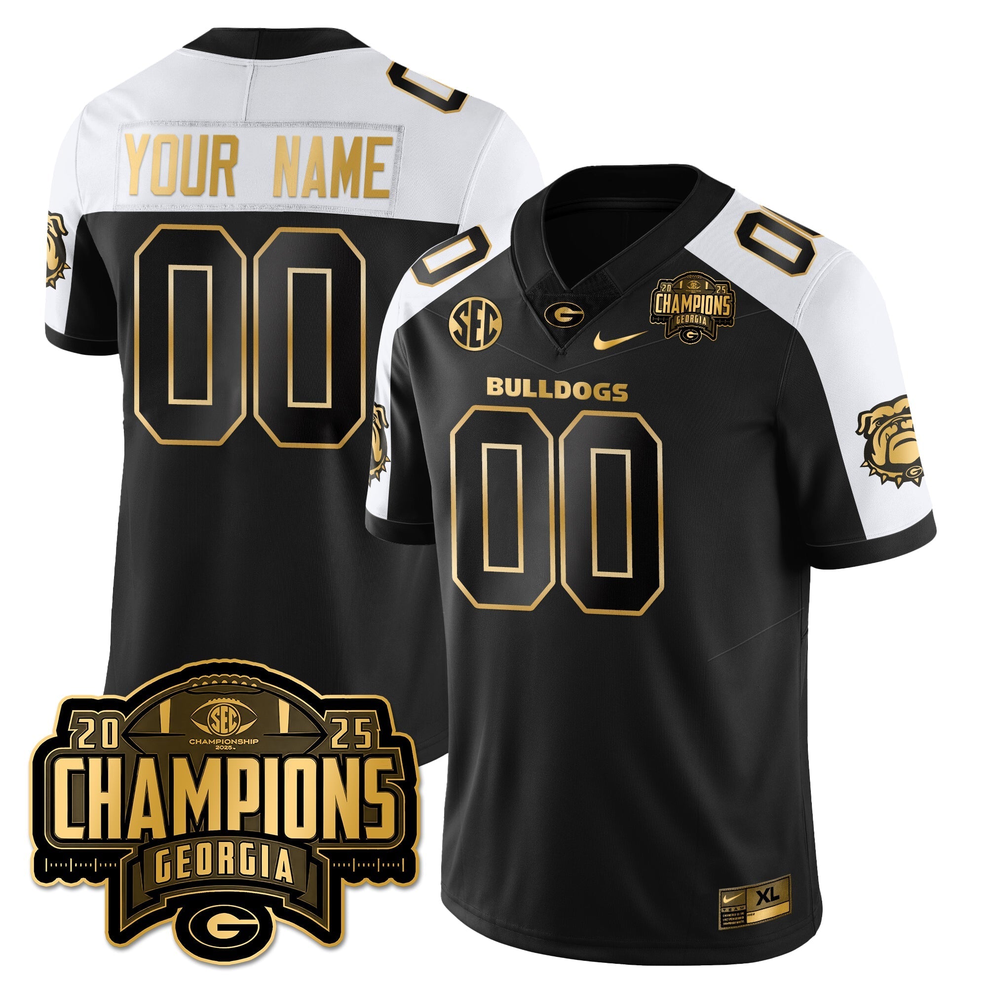 Custom UGA Vapor Limited Gold Jersey - SEC Football Champions