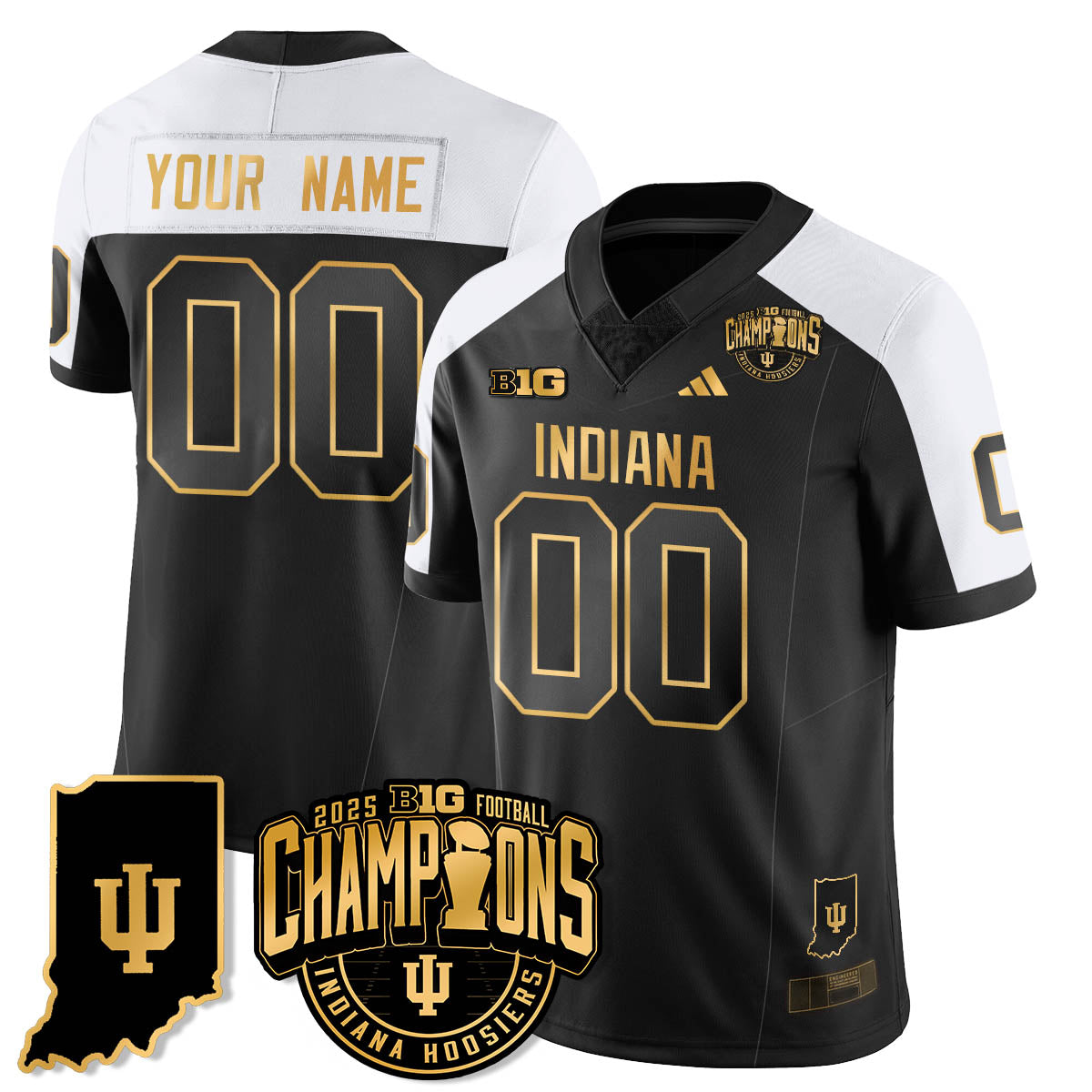 IND Vapor Limited Football Gold Custom Jersey - Big 10 Champions - Stitched