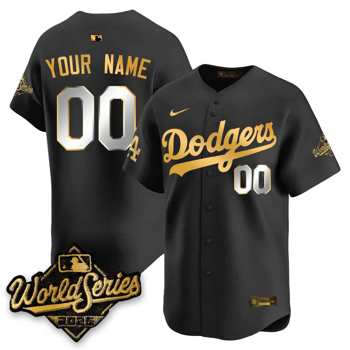 LAD 2025 World Series Gold Custom Jersey - Stitched