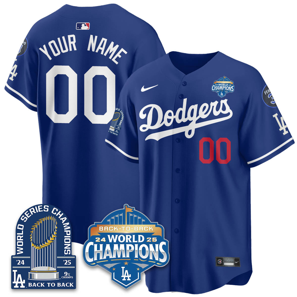 LAD 2025 World Series Champions Jersey - 9x Champs - Stitched