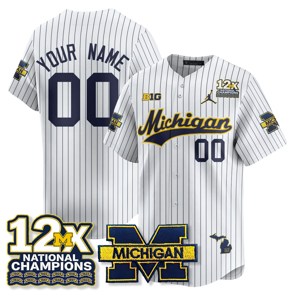 MICH 12x-Time National Champions Baseball Limited Jersey - Stitched