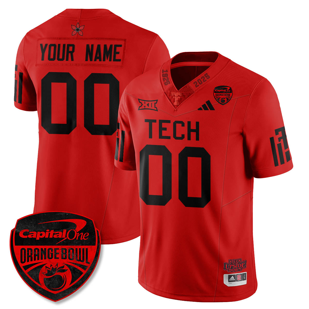 TTU Stranger Things Vapor Limited Football Jersey - Orange Bowl - Stitched