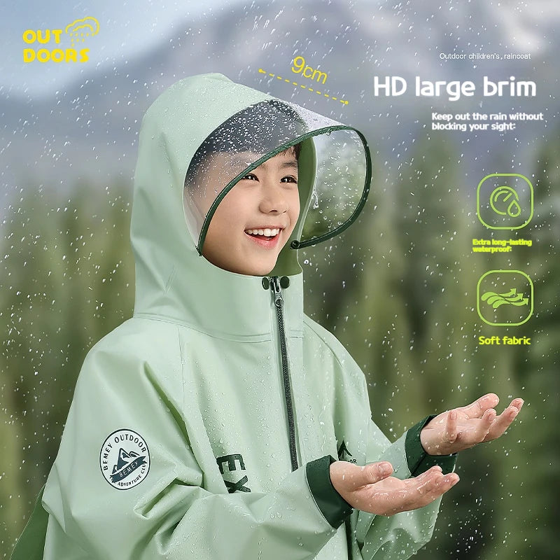 boys and girls for school students full body rain protection backpack seats one-piece raincoats