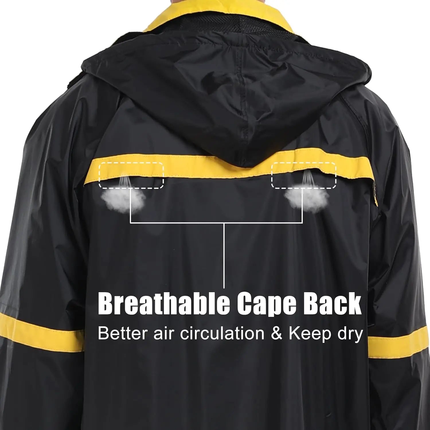 Classic Long Raincoat for Men Waterproof Hooded Jacket Poncho Breathable Lightweight Work Fishing