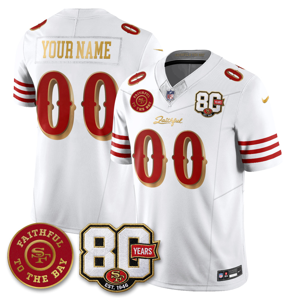 SF “Rivalries” Vapor Limited Custom Jersey - Faithful To The Bay Patch - Stitched
