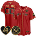 BOS Tim Wakefield Memorial Patch Vaper Premier Limited Gold Edition Custom Jersey - Stitched