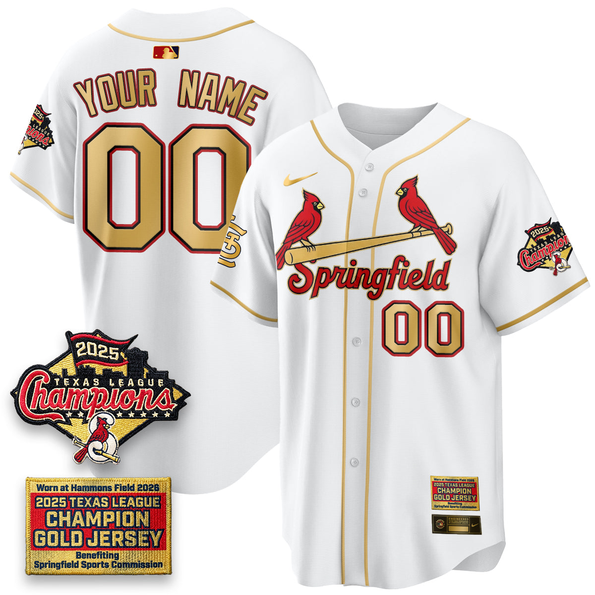 STL Springfield's Championship Gold Limited Custom Jerseys - Stitched