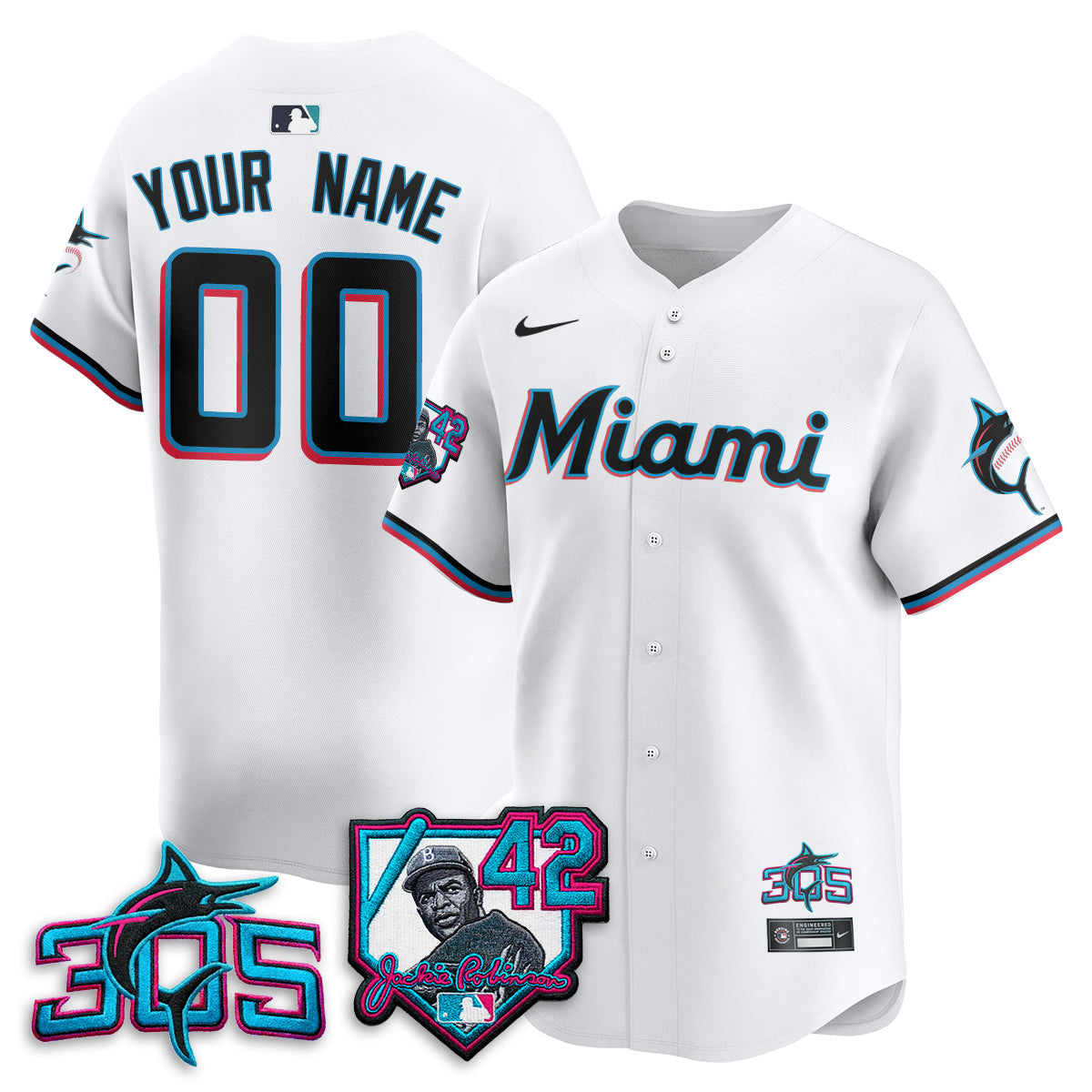 MIA 2026 Jackie Robinson New Era Vapor Custom Limited Jersey - Stitched