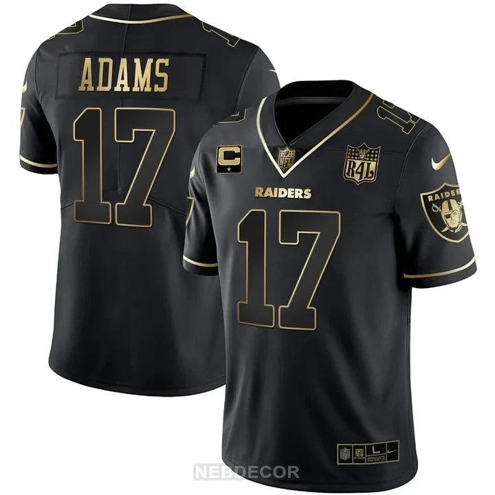 MEN'S LAS VEGAS RAIDERS RAIDER4LIFE PATCH WHITE GOLD AND BLACK GOLD JERSEY - ALL STITCHED