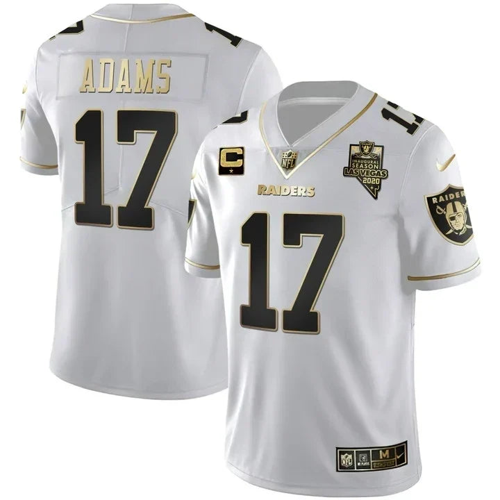 MEN'S LAS VEGAS RAIDERS INAUGURAL SEASON PATCH WHITE GOLD JERSEY - ALL STITCHED